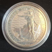 Srebrna Moneta Bulionowa Britannia z 2024 roku o masie 1 uncji.