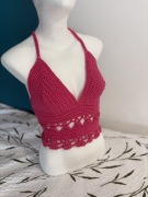 Koronkowy top handmade ręcznie robiony na szydełku 100% bawełna bawełniany 