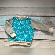 Bluza 92 miękka dresówka słuchawki turkus melanż 