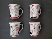 ZESTAW KUBKÓW do kawy herbaty Just Fall In Love serce KUBEK x 4 komplet