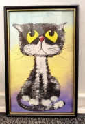 Obraz z kotem w ramie – stylowa grafika, dekoracja wnętrza 25cm x 38cm 