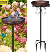 Nowe metalowe poidełko miska kąpielowa dla ptaków na stojaku vintage