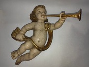 Anioł Putto Rzeźba drzewo polichromia