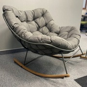 FOTEL Ogrodowy Bujany Ronda z miękką Poduszką do Salonu na Balkon Duży