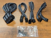 Przedłużki kabli zasilacza EZDIY-FAB Custom Mod plecione, czarno-szare