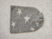 Czapka szara w gwiazdki  wełna i kaszmir cashmere one size