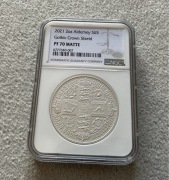NGC PF70 2021 Alderney, matowa gotycka Victoria Shield Crown,W.Brytania