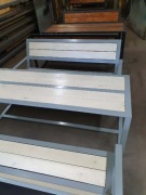 Zestaw mebli ogrodowych 200 cm – stół + 2 ławki | stal + drewno | solidne