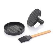 Metalowa forma prasa do burgerów z pędzlem BBQ set