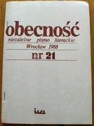 OBECNOŚĆ niezależne pismo literackie nr 21/1988