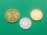 MAROKO (Starsze) - Zestaw 3 monet 1 10 20 Francs Franków 1951 1952 y3