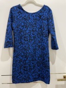 Sukienka mini elegancka ażurowy wzór chabrowa S/M uni