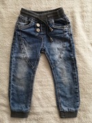 Granatowe spodnie jeansowe jeansy Bimbo Style ok. 86 - 92 guma ściągacze