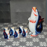 RYBY * rybki PRL * karafka + kieliszki 