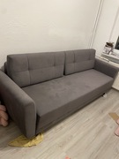 Kanapa rozkładana szara z pojemnikiem na pościel