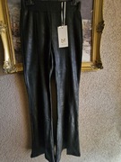 Spodnie damskie czarne woskowane ala skóra dzwony Lamiar S/M