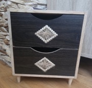 Komoda drewniana szafka 2 szuflady brązowe fronty boho loft Atmosphera