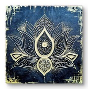 Obraz akrylowy - Złoty Lotos 3D - 40 x 40 cm - ręcznie malowany