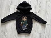 Nowa czarna bluza dziecięca z kapturem i naszywką misia 110 handmade