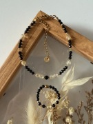 Zestaw bransoletka pierścionek czarny turmalin cytryn