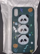 Etui iPhone X/XS – zielone TPU, 3 pandy, nowe