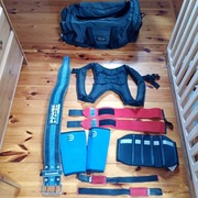 Kamizelka treningowa Xstyle,pas skórzany, ochraniacze Monster Power 