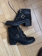 Skórzane buty botki czarne