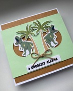 Urodzinowa kartka dinozaurowa, personalizowana.