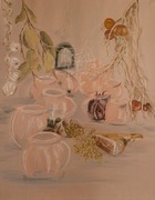 Martwa natura,spizarnia,jedzenie,obraz olejny