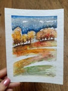 Akwarela mojego autorstwa,jesienny pejzaż 14 na 18 cm