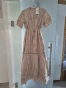 Sukienka Boho NOWA Haft Długa Bawełniana, Beż, Rozm S/M