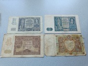 Zestaw banknotów RP 20 zł 1940r. , 50 zł 1941r , 50 zł 1929 r. ,100 zł 1940