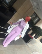 Eleganckie spodnie liliowe oraz body HouseofCB S