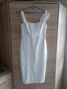 Elegancka biała MIDI sukienka 