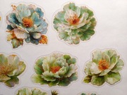 20 dużych naklejek kwiaty zielone scrapbooking