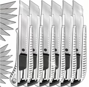 solidny metalowy nożyk nóż do tapet tapicerski 6szt + 60 ostrzy 18mm