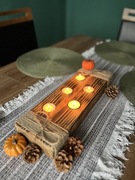 Ręcznie robiony drewniany świecznik na Tealighty 