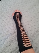 Rękawiczki z wycięciami długie elastyczne czarne mitenki gotyckie cosplay