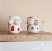 Duże kubki ceramiczne 2szt humorystyczny kształt o pojemnościach 0,5l