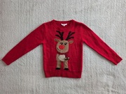 Czerwony świąteczny sweter renifer z dźwiękiem dzwonkami 122 - 128