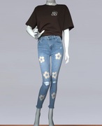 Jeansy Damskie Premium Denim Push up, kwiatowe aplikacje XS - XL