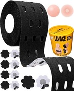 Biustonosz Taśma do Biustu Czarna bez ramiączek Niewidoczny Samoprzylepny