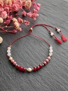 Kamienie naturalne Rubin Rodonit Kwarc różowy Perła Bransoletka Jedwabny