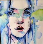 Akwarela 50x50 - "Spojrzenie"