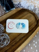 Kolczyki sztyfty wachlarze, niebieski marmurek.