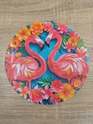 Obraz Dekor Metalowy 20x20cm Plaża Flamingi Salon Dom Prezent