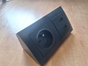 Zestaw Kontakt-Simon SIMON 54 – puszka narożna + USB + gniazdo – czarny