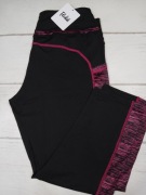 Legginsy sportowe XXL czarne różowe wstawki fitness trening siłownia