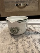 Rondel/Sosjerka Ceramiczna Vintage - Kremowa z Zielonym Dekorem