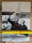 Fotografia PRL 1982 piloci helikopter Polska Szachownica LWP